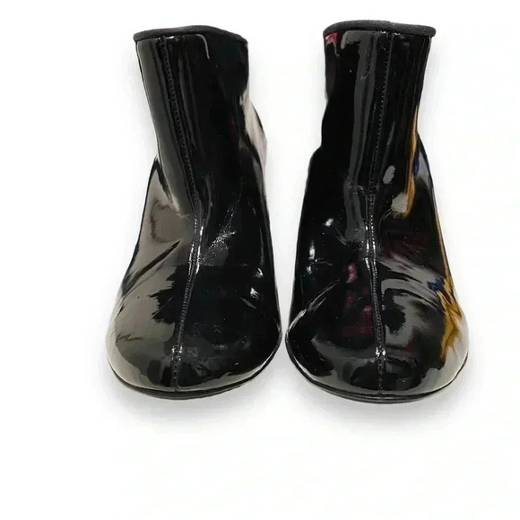 Stella McCartney Black Patent Leather Chic Stiletto Ankle Booties Size 36.5 - Picture 4 of 10